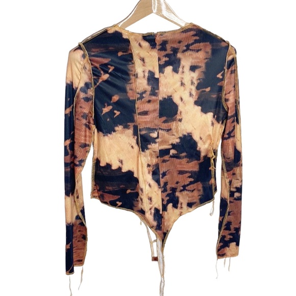 Fashion Nova Drip Splash tie dye bodysuit in rust combo size 2X - Picture 3 of 14